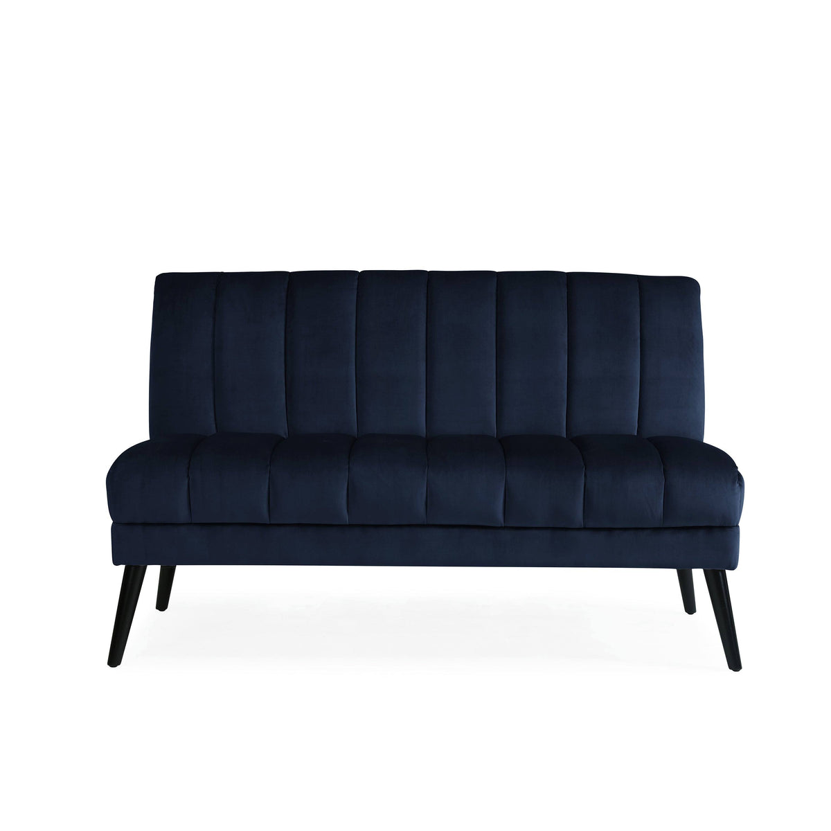 Navy Blue Velvet Armless Loveseat A677