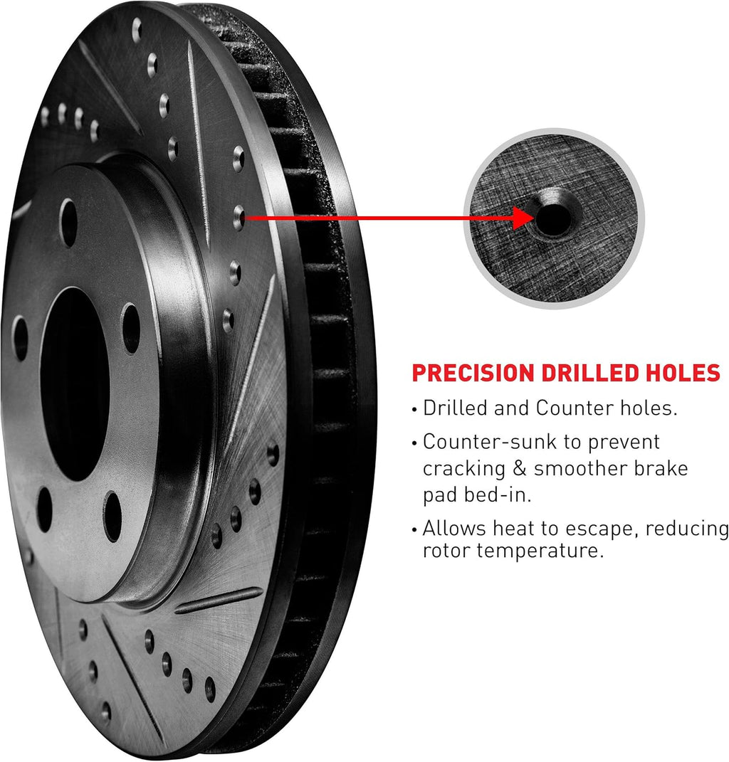 Black Drilled and Slotted Brake Rotors R431867