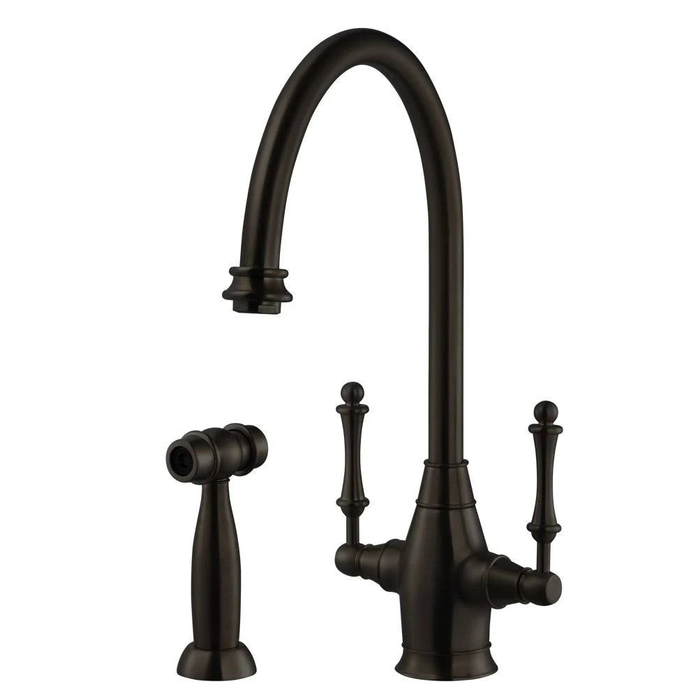 Oil Rubbed Bronze Two Handle Kitchen Faucet with Sidespray O308