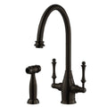 Oil Rubbed Bronze Two Handle Kitchen Faucet with Sidespray O308