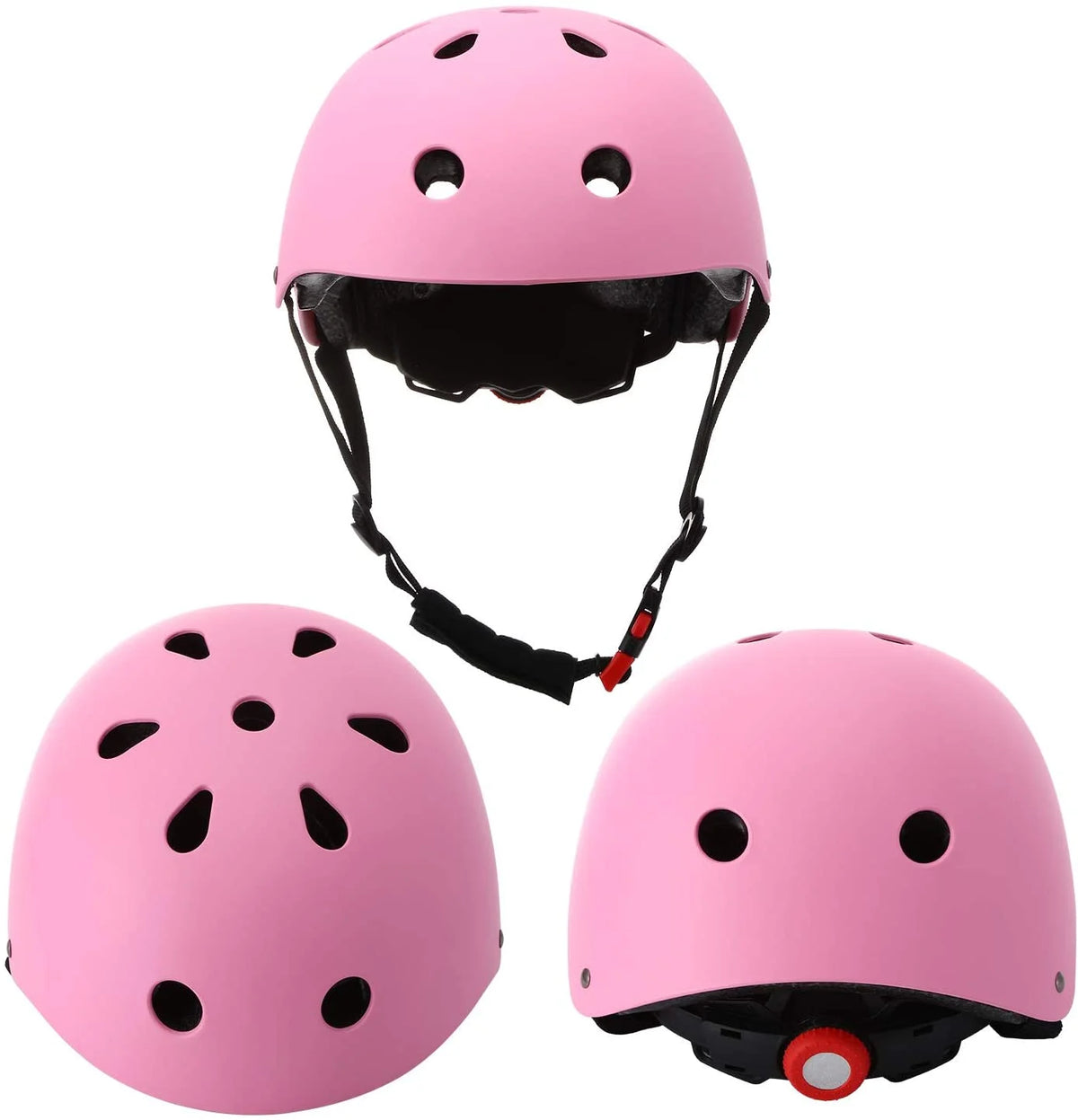 Kids Bike Helmet with Knee Elbow Wrist Pads, Pink J175