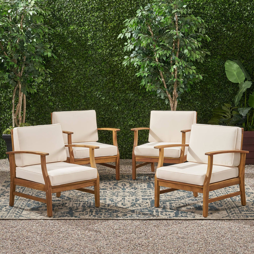Outdoor Teak Finished Acacia Wood Club Chairs Q19591