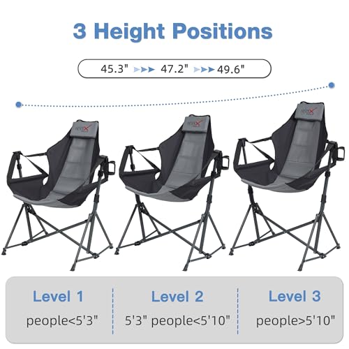 Black Folding Hammock Camping Chair with Cup Holder M66497