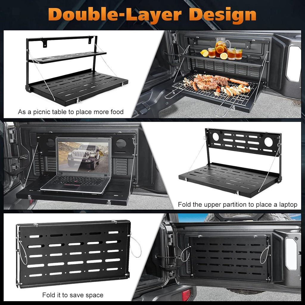 Tailgate Table Rear Foldable Cargo Shelf Aluminum Alloy Storage Rack W5597