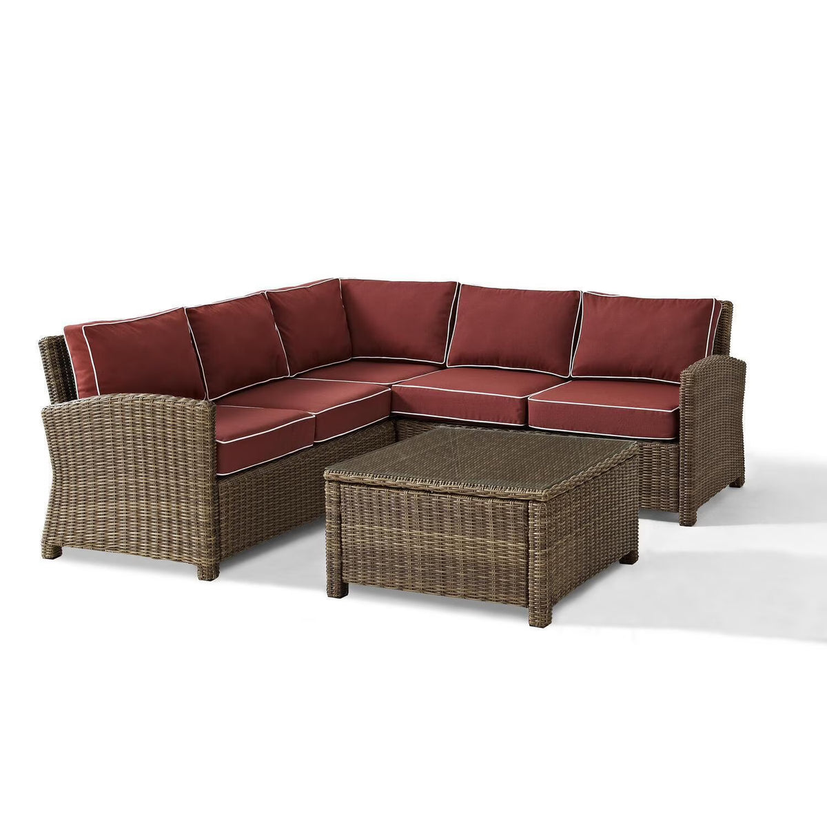 4Pc Outdoor Wicker Sectional Set Sangria Weathered Brown S50253
