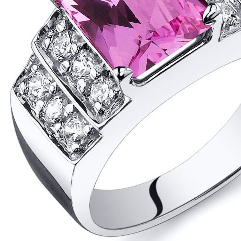 Pink Created Sapphire Ring in Sterling Silver A22073