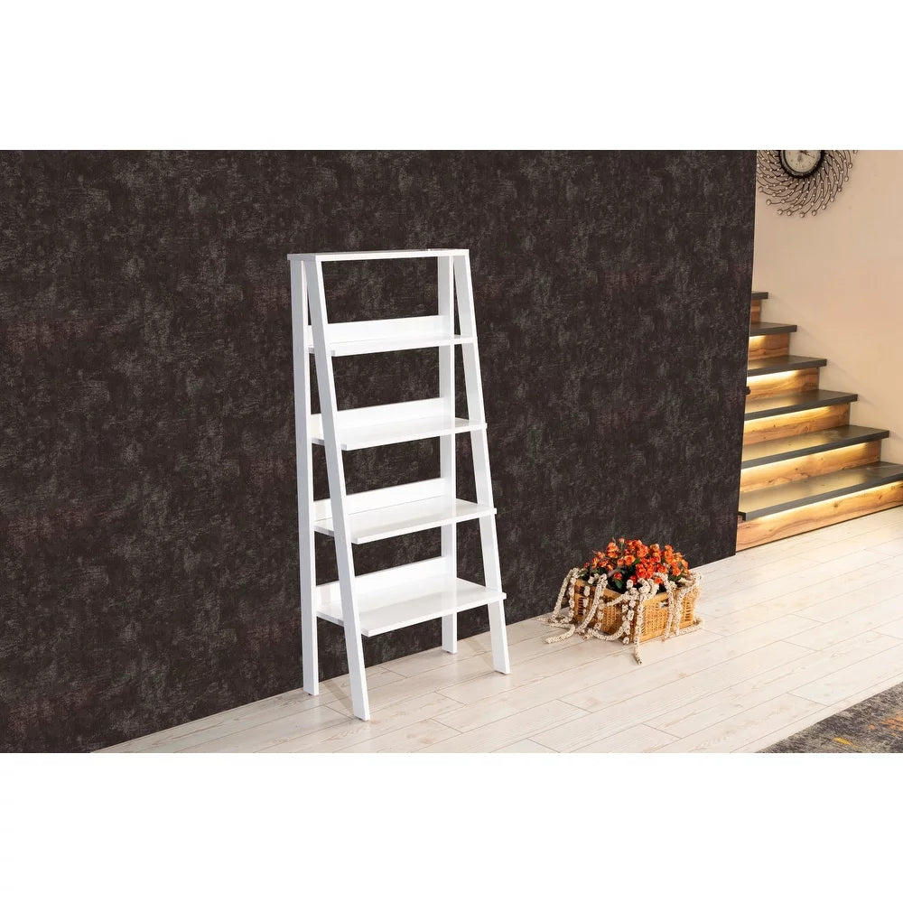 5 Tier Grey Wood Ladder Bookshelf Q90010