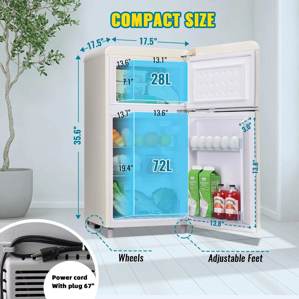 3.5 Cu.ft Retro Mini Fridge with Freezer C373