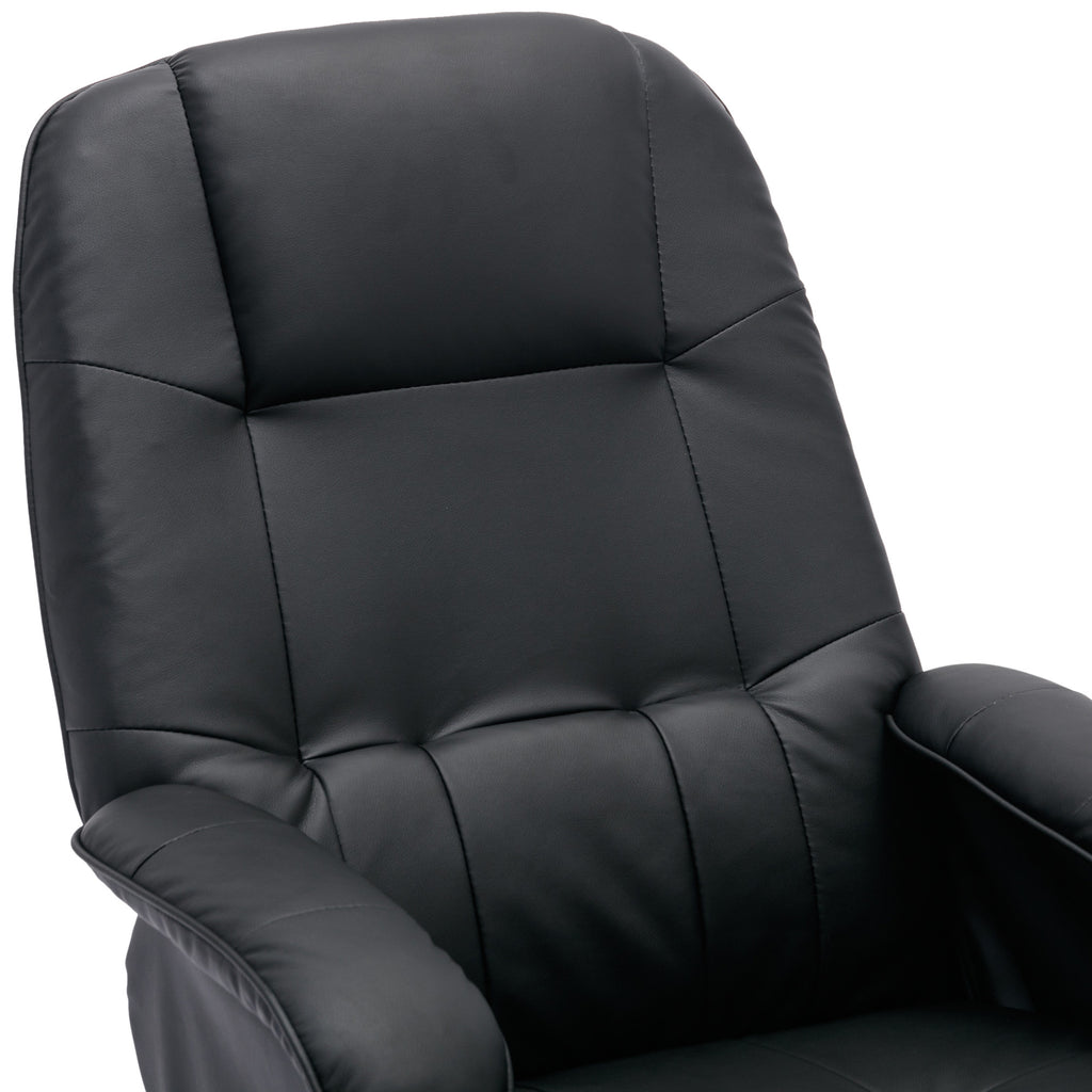 Beige Faux Leather Swivel Recliner Chair with Ottoman and Wood Base Z30321