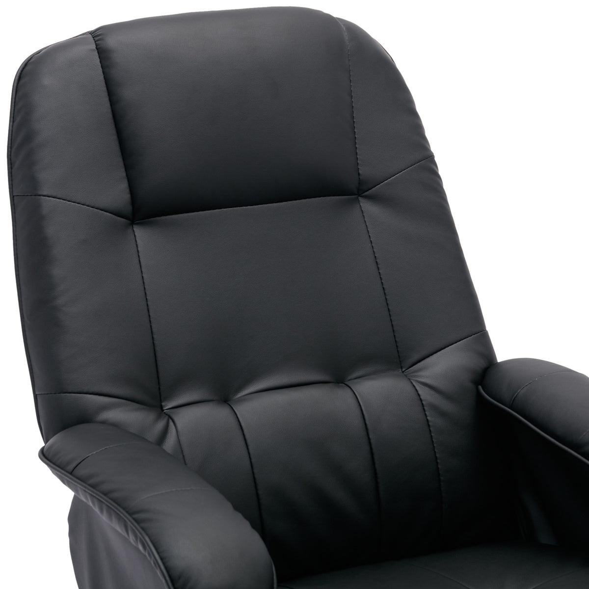 Beige Faux Leather Swivel Recliner Chair with Ottoman and Wood Base Z30321
