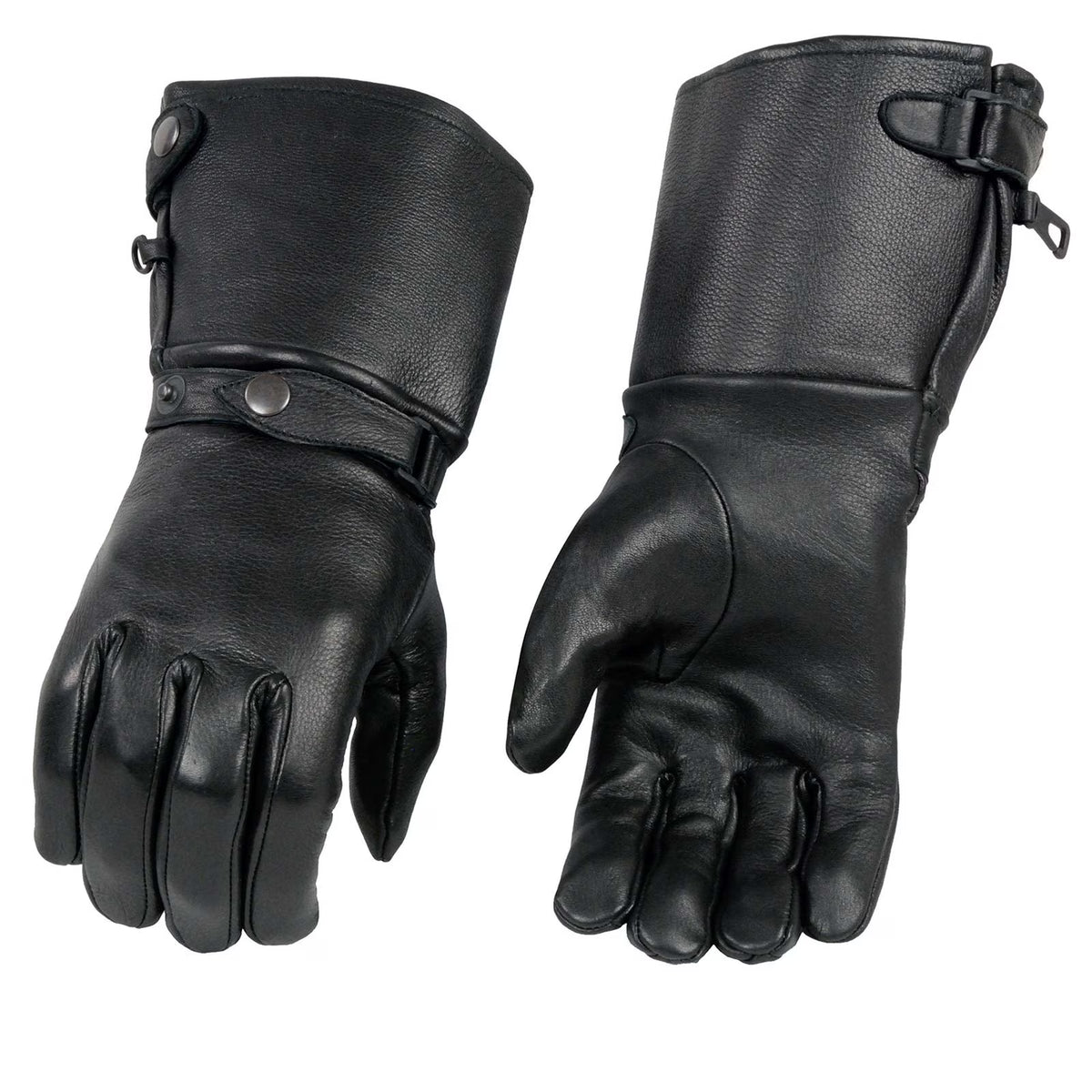 Deerskin Gauntlet Motorcycle Gloves with Snap Closure Thermal Lined T87848