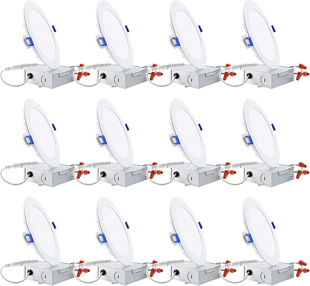 12-Pack 6 Inch LED Recessed Lighting with Junction Box, 4000K Cool White, Dimmable W137114
