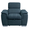 Blue Microfiber Accent Chair with Pull Out Ottoman K123221