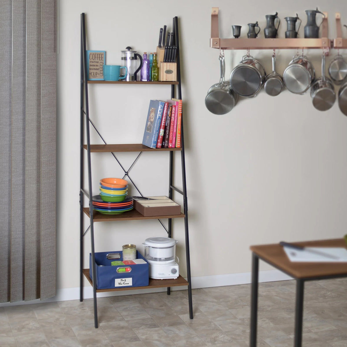 72 in. Urban Walnut Ladder Bookcase M5774