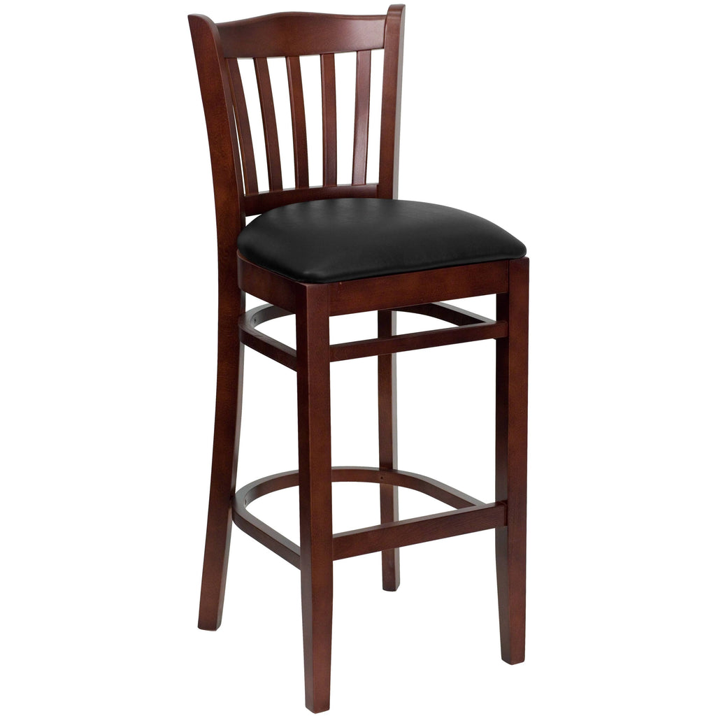 Vertical Slat Back Mahogany Wood Restaurant Chair V688