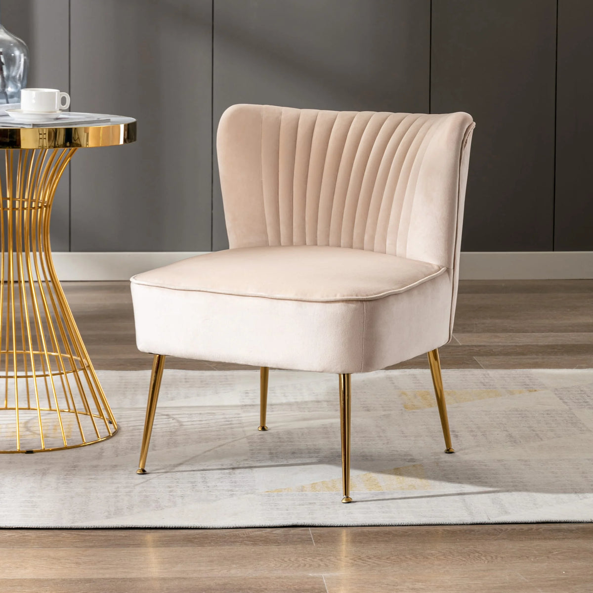 Tan Tufted Velvet Accent Chair Z564678