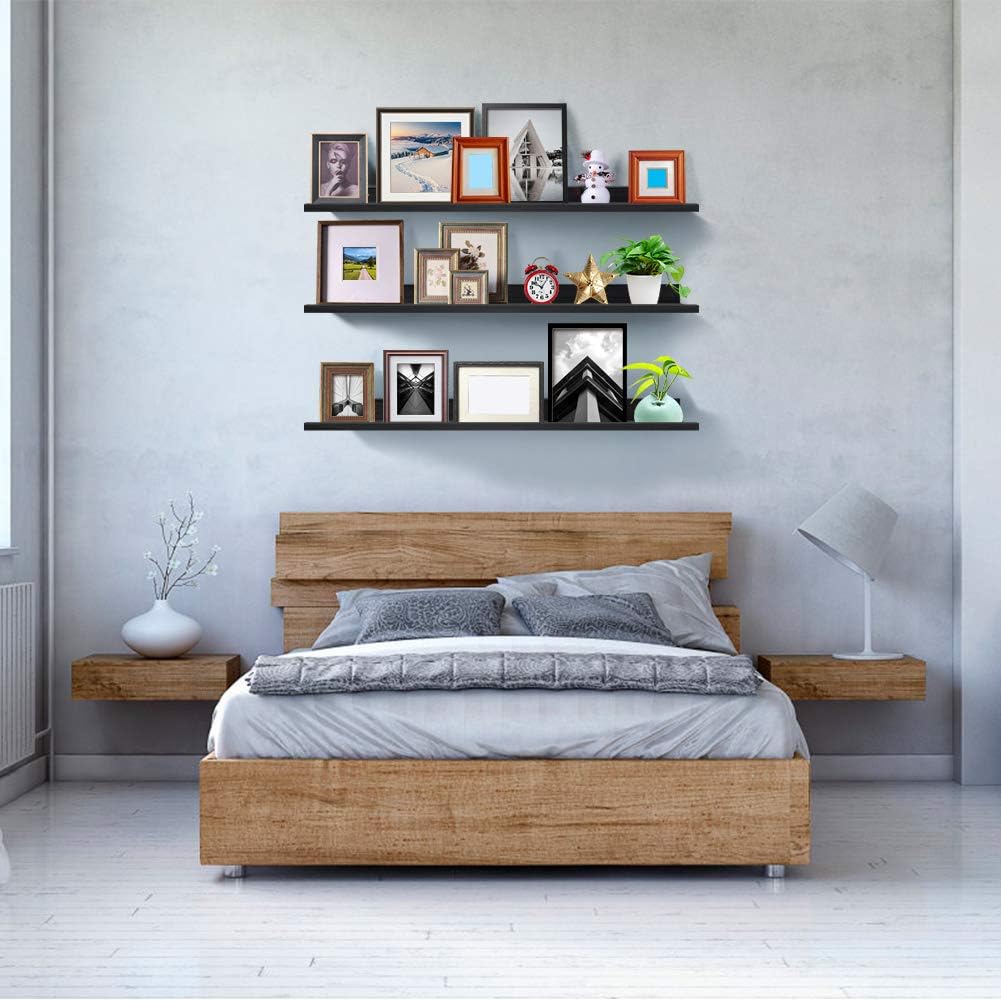 47 Inch Black Floating Shelf Set of 3 J3824