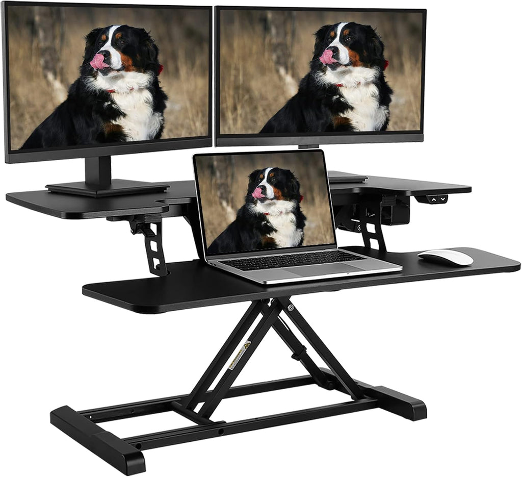 Electric Standing Desk Converter with Quick Release Keyboard Tray O33864