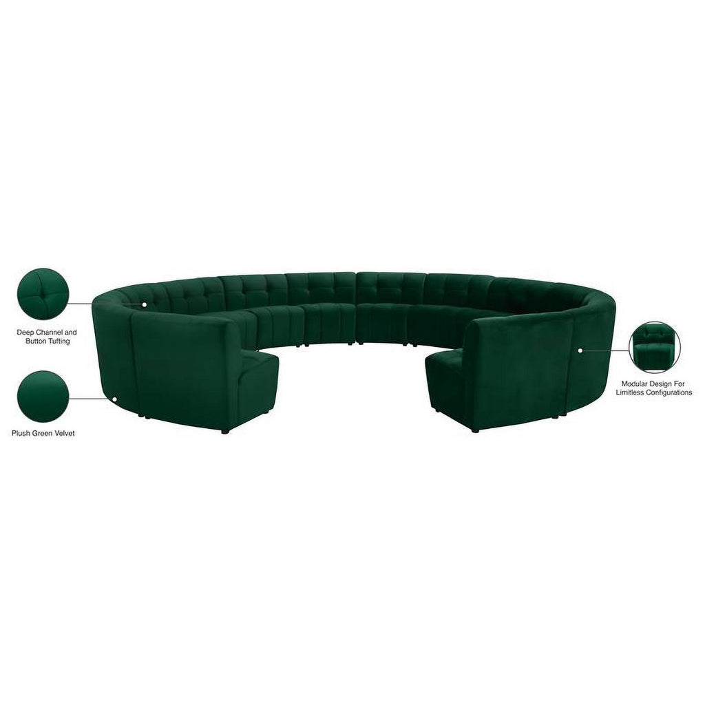 Green Velvet Upholstered Modular 14 Piece Sectional Sofa C3434