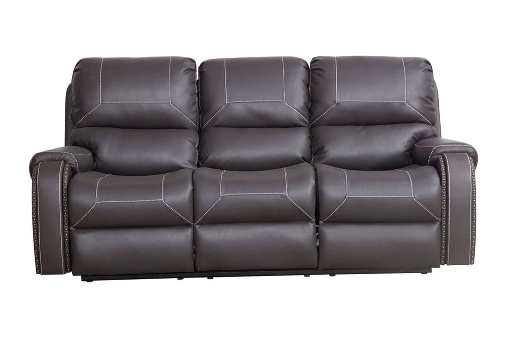 3-Seater Reclining Faux Leather Sofa with Drop-Down Table and Cup Holders Q79136