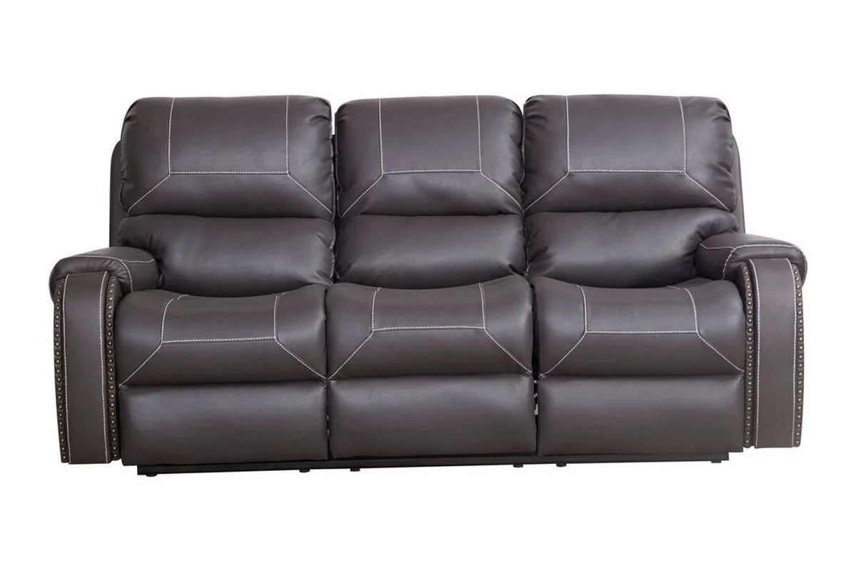 3-Seater Reclining Faux Leather Sofa with Drop-Down Table and Cup Holders Q79136