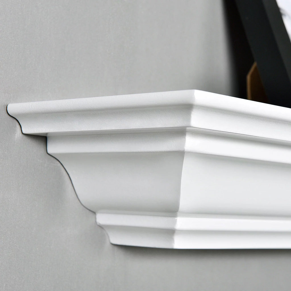 60'' Solid Pine Wood White Wall Floating Shelf J223634