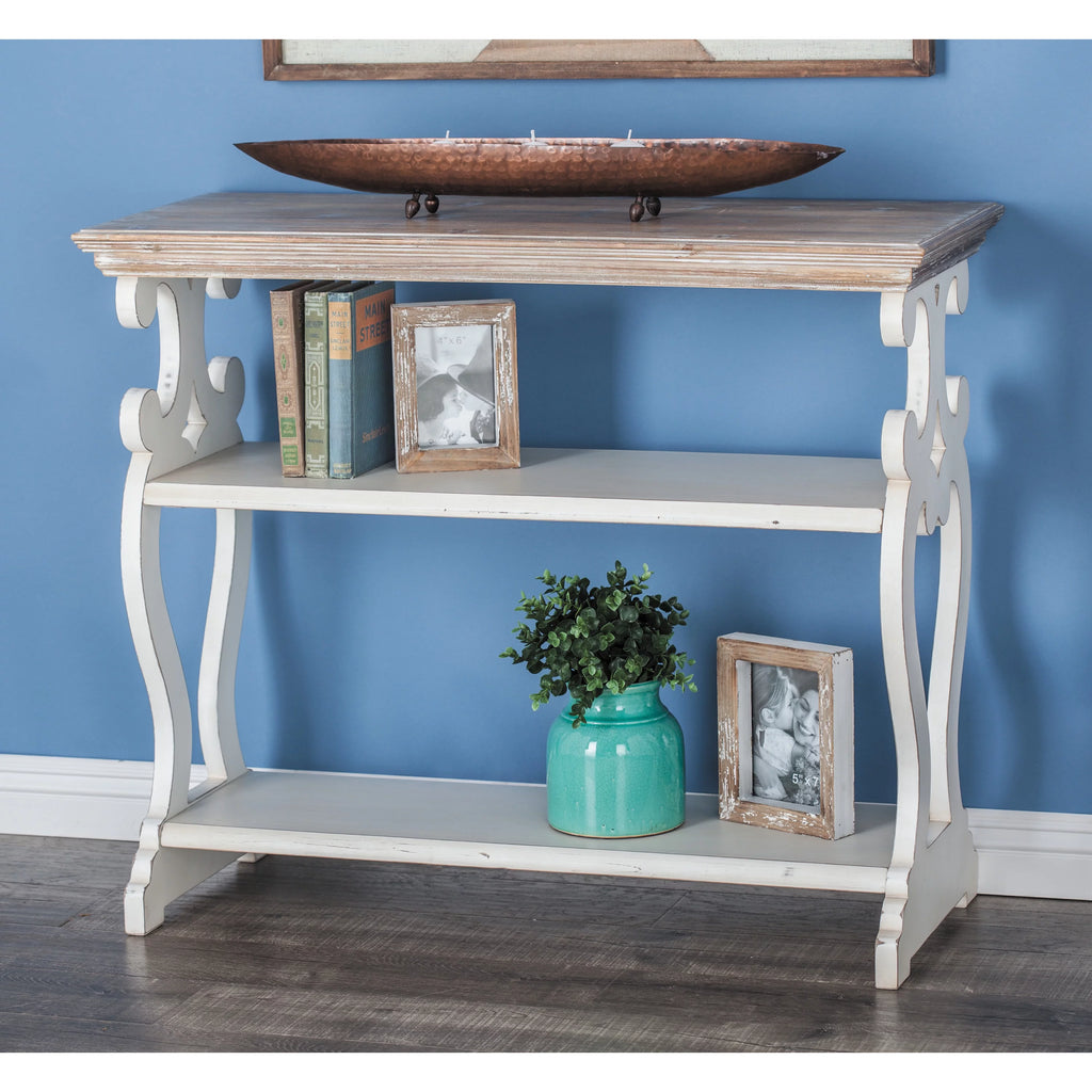 Farmhouse Decorative Console Table Ivory White 38"W V81998
