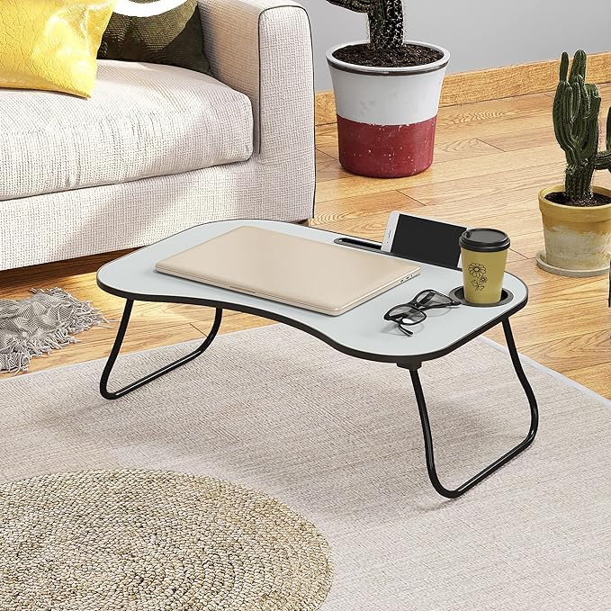Gray Foldable Laptop Table with Cup Holder J60716