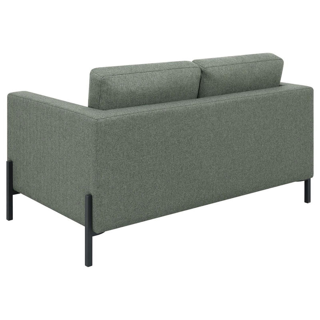 Sage Upholstered Fabric Loveseat with Track Arms R14523