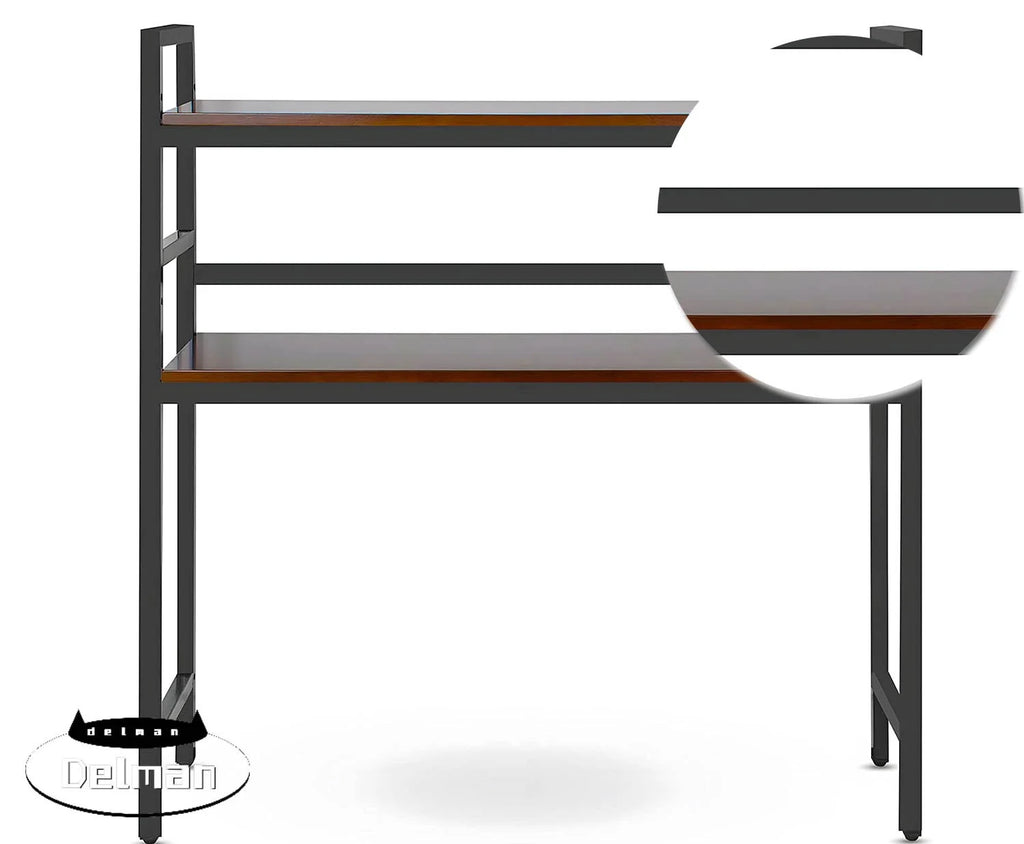 Black 2-Tier Metal and Wooden Desktop Bookshelf D43078