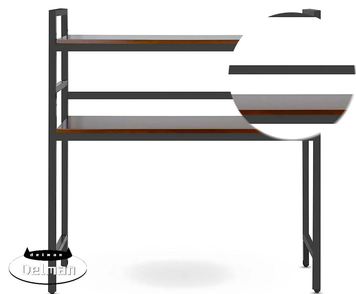 Black 2-Tier Metal and Wooden Desktop Bookshelf D43078