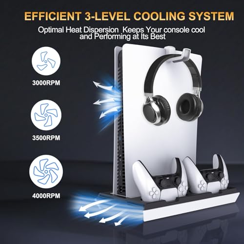 PS5 Slim Cooling Station with Dual Controller Charging Station, Black S6905