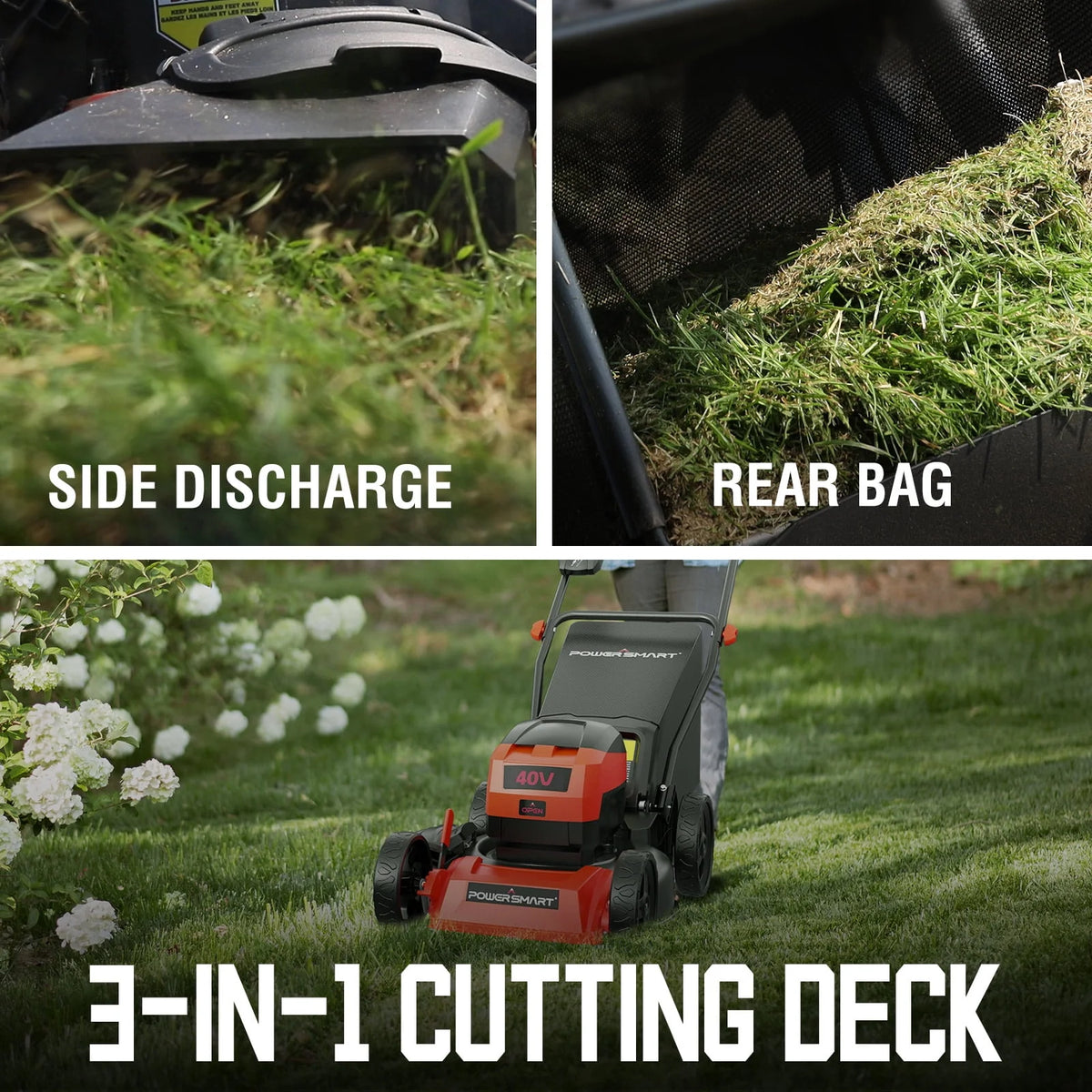 40V 17-inch Cordless Brushless Electric Push Lawn Mower W4015