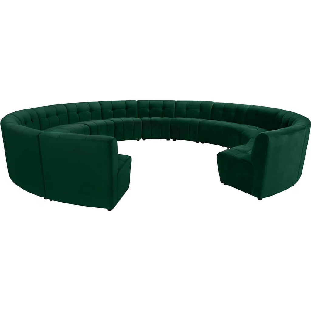 Green Velvet Upholstered Modular 14 Piece Sectional Sofa C3434