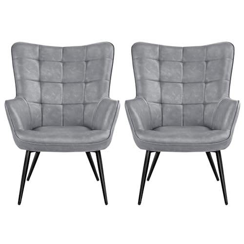 Camel Leather Accent Chairs with Metal Legs T987240