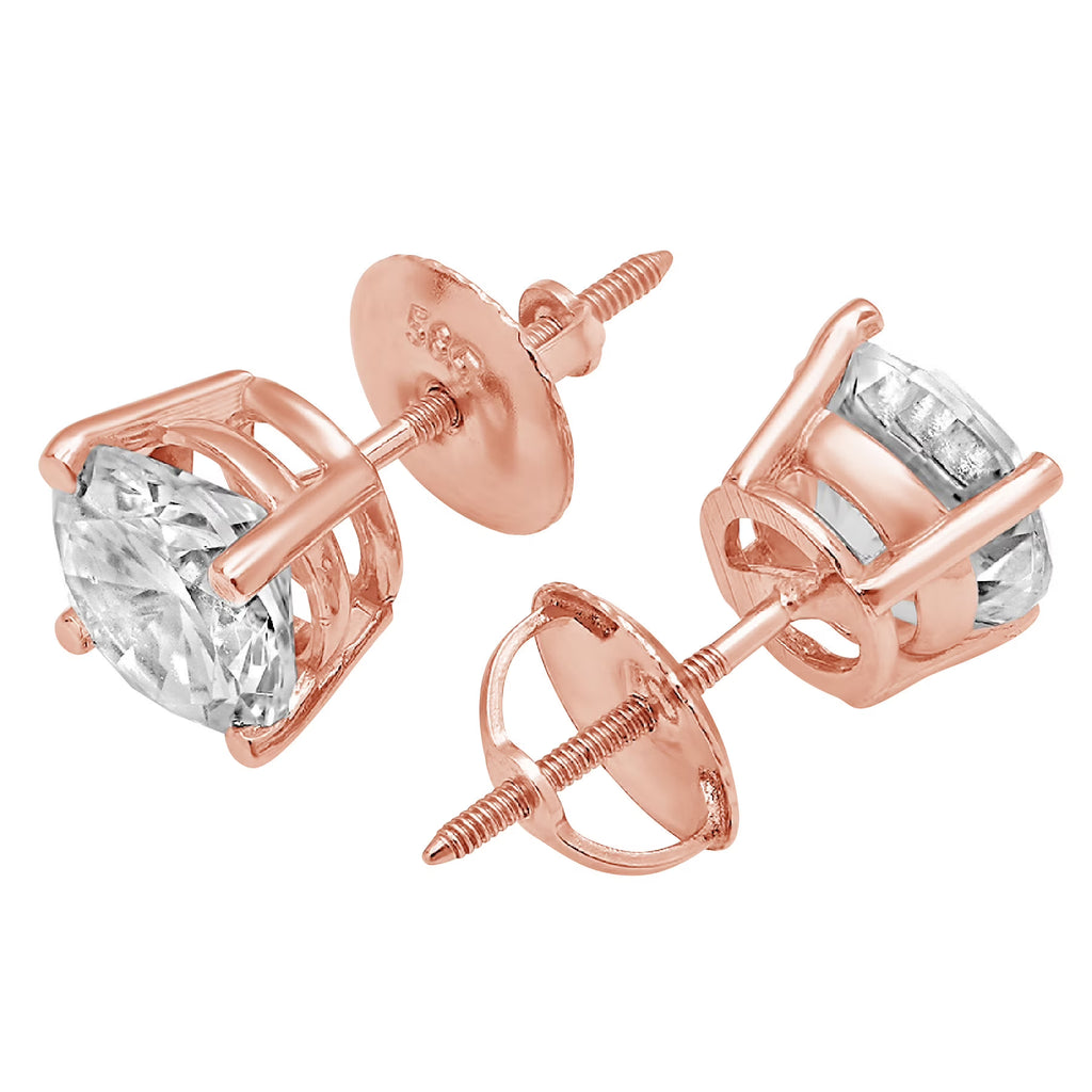 18K Rose Gold Diamond Stud Earrings N5618