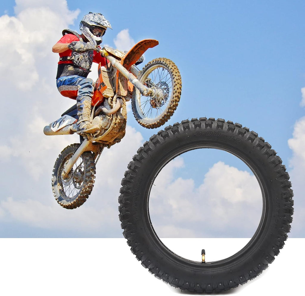 3.00-12 Knobby Motocross Bike Tire and Tube Set with TR87 Valve Stem D6853