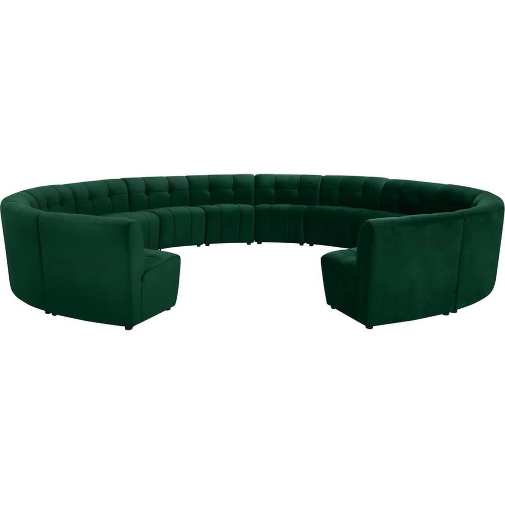 Green Velvet Upholstered Modular 14 Piece Sectional Sofa C3434