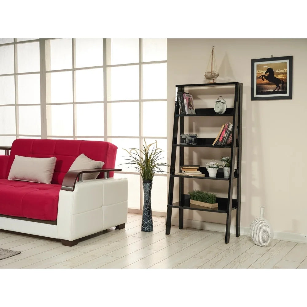5 Tier Grey Wood Ladder Bookshelf Q90010