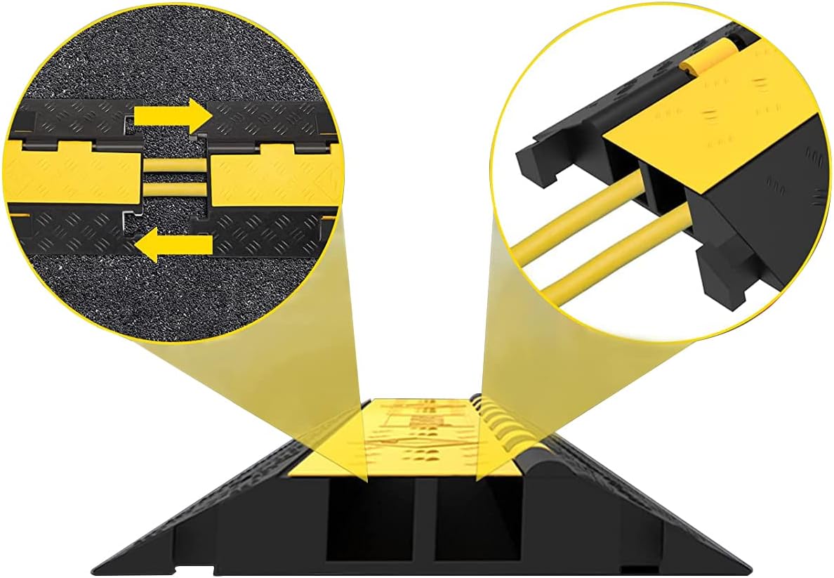 3Pack 39inch Traffic Speed Bumps Cable Protector, 11000lbs per Axle Capacity Rubber Pack of 2 J846