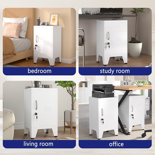 Black Metal NightStand Storage Cabinet with 1 Doors N76783