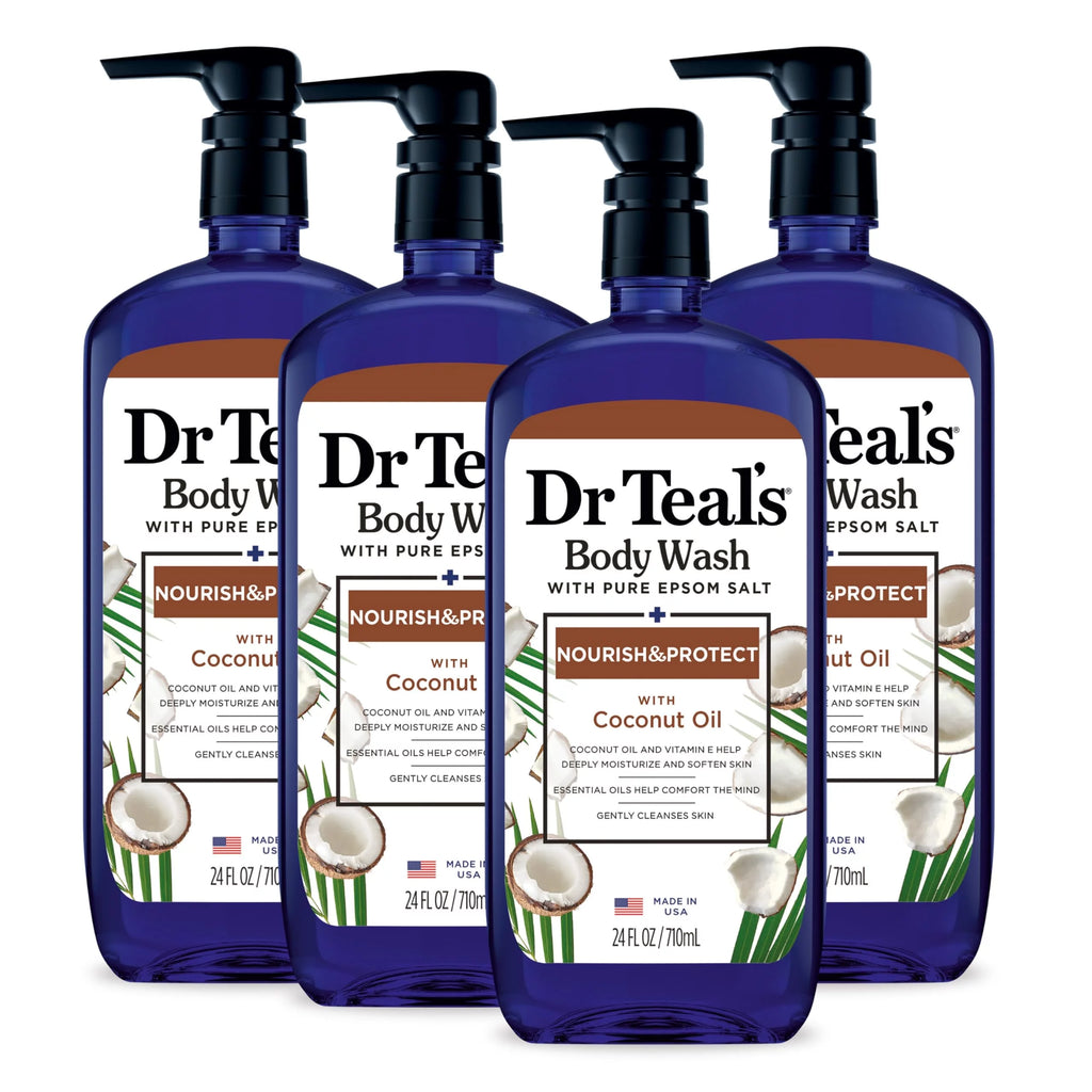 Body Wash With Pure Epsom Salt, With Coconut Oil, 24 Fl Oz (Pack Of 4) V23582
