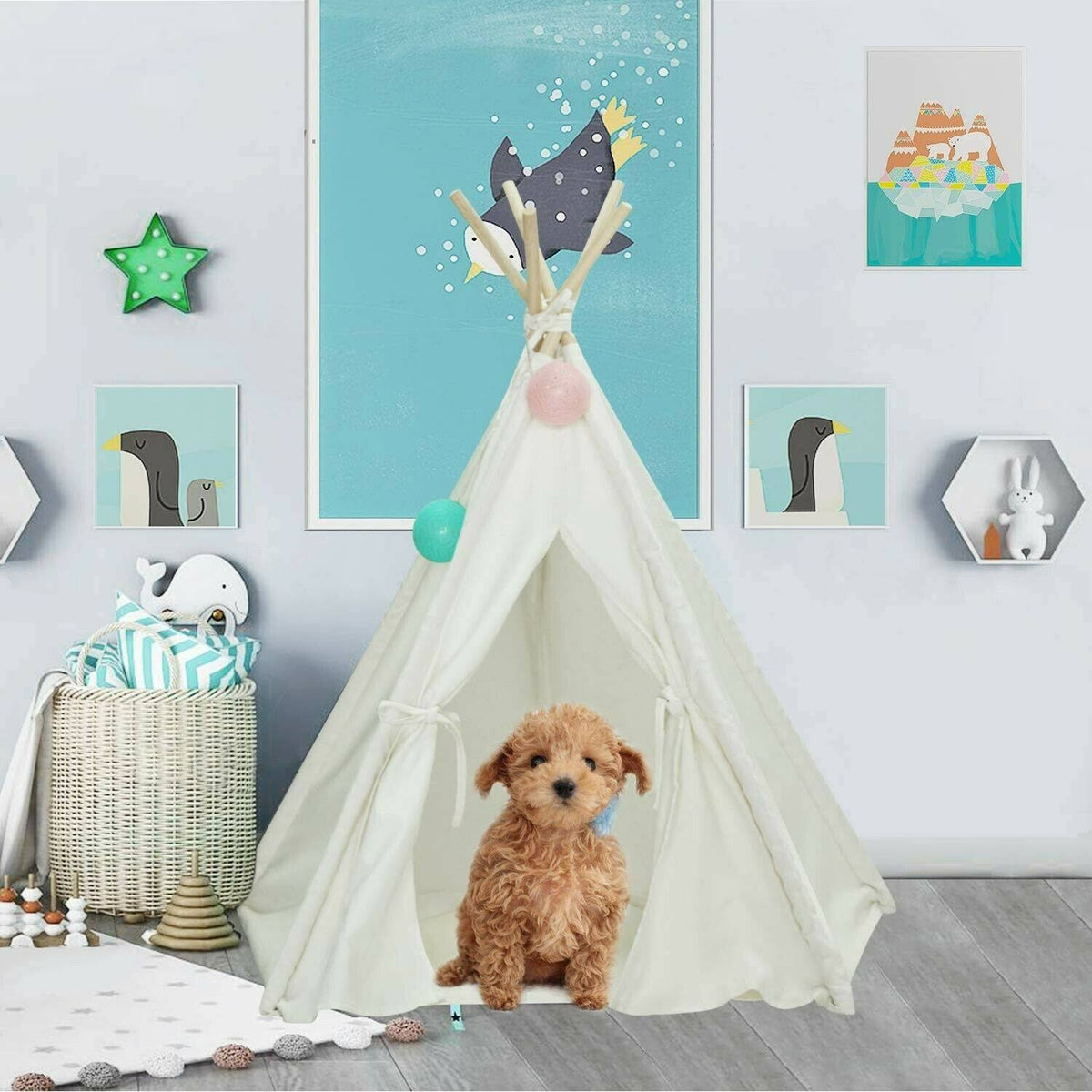 Foldable Cotton Canvas Pet Bed W889409