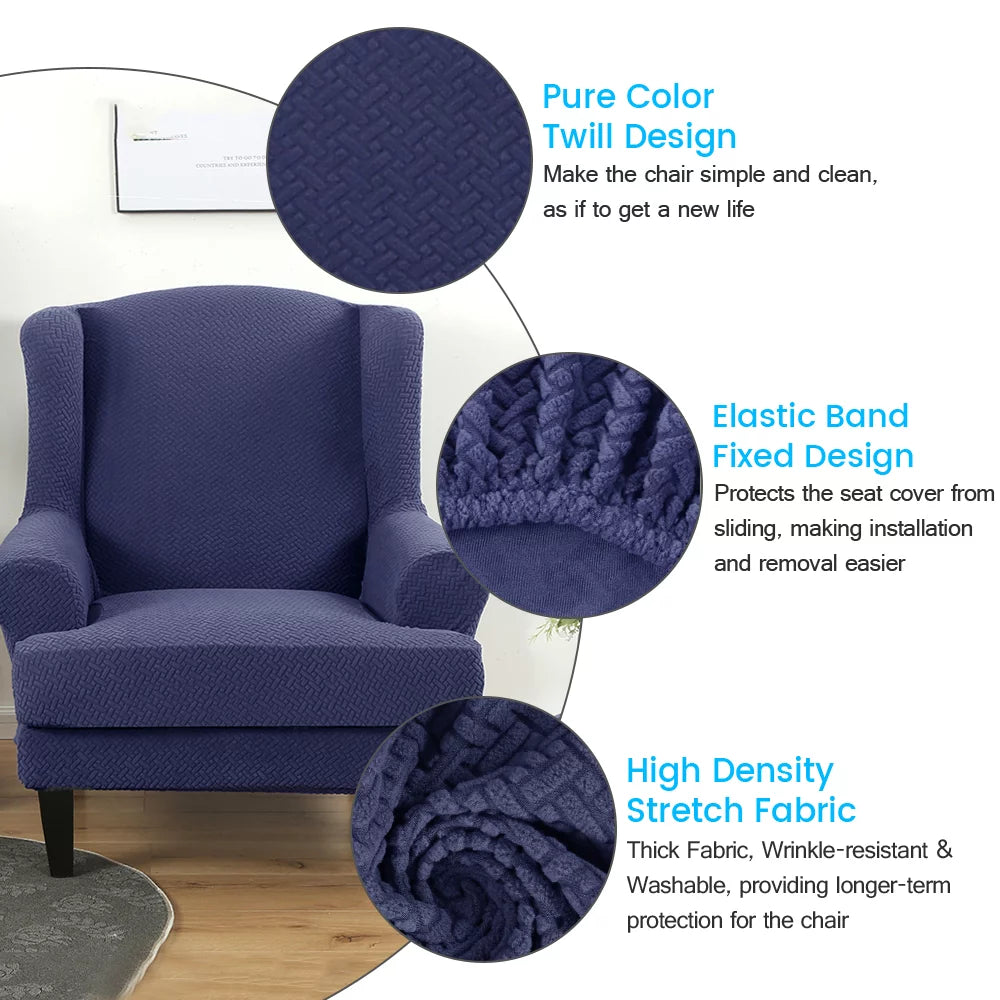 2 Piece Stretch Wingback Chair Slipcovers T115408