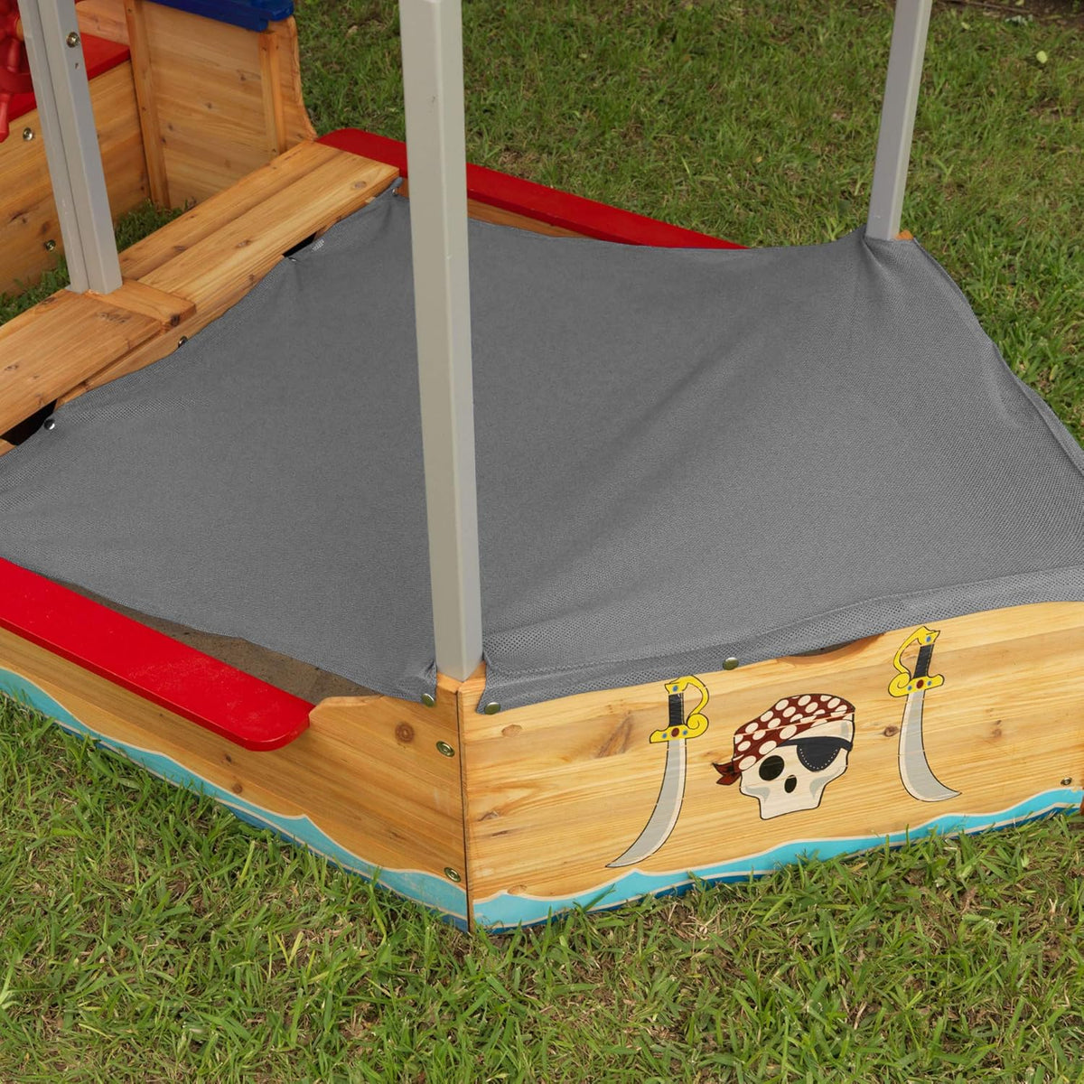 Wooden Pirate Sandbox with Canopy H97505