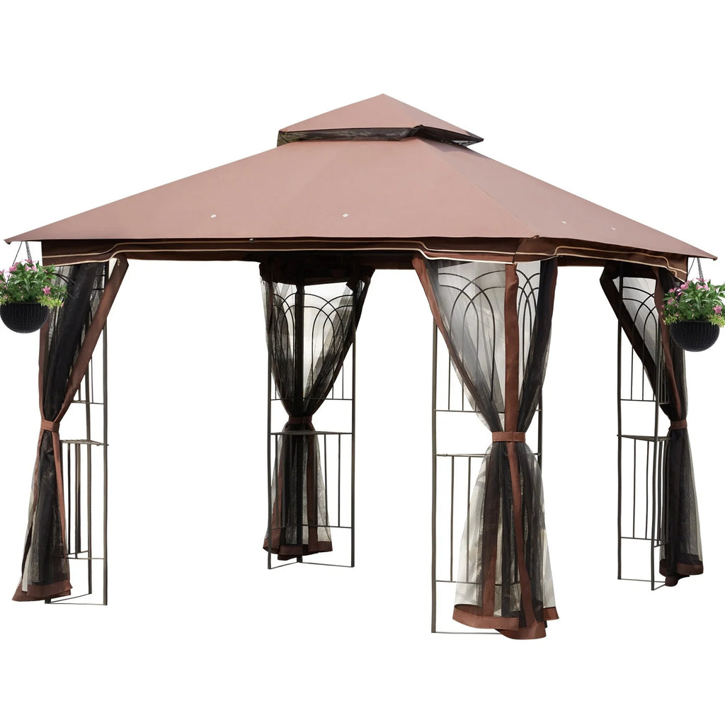 10x10 Outdoor Gazebo Double Soft-top Canopy Tent B6136