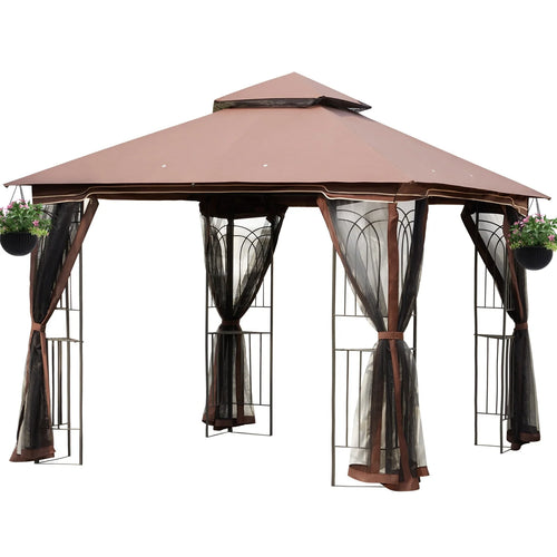 10x10 Outdoor Gazebo Double Soft-top Canopy Tent B6136