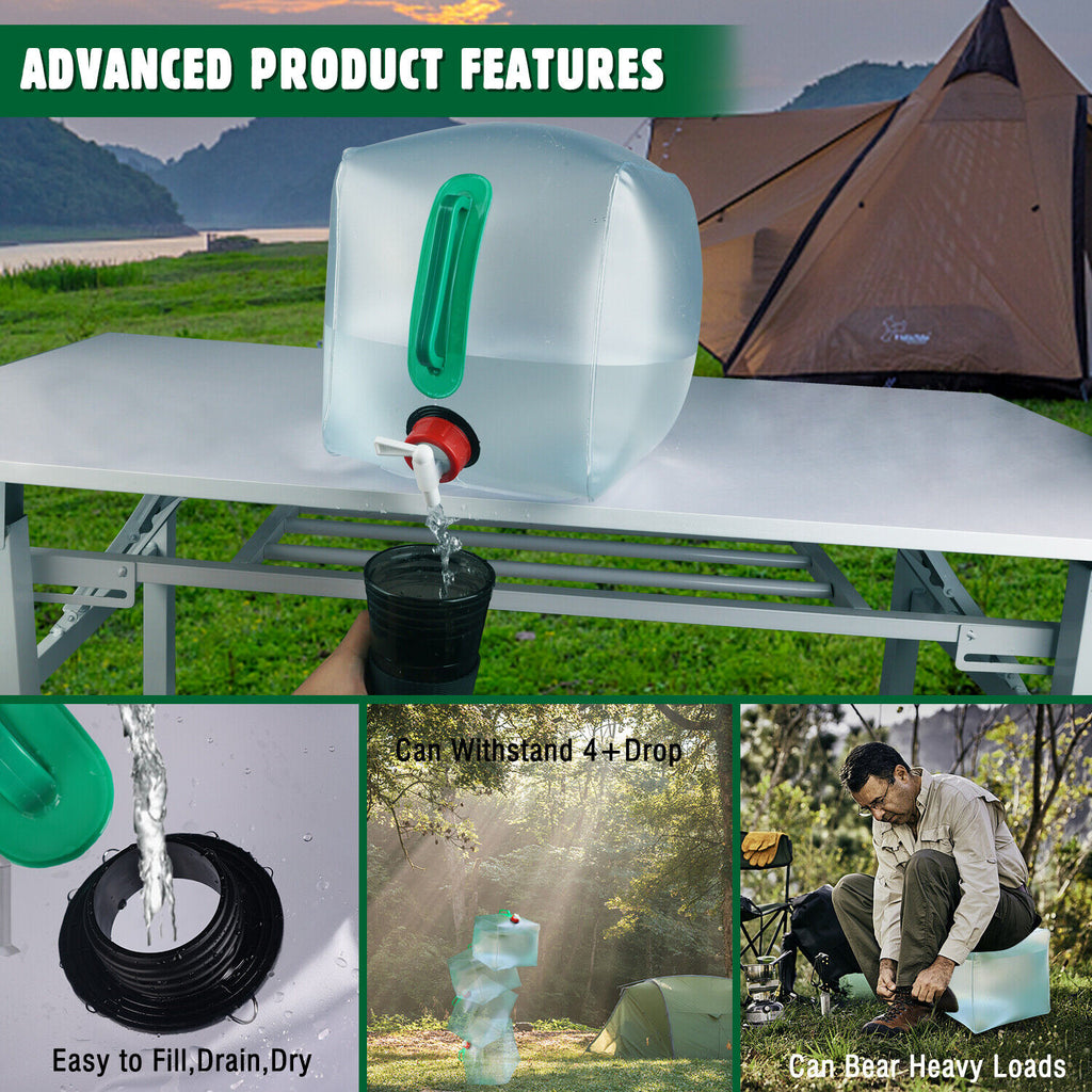 Collapsible Water Container With Spigot 2.6-5.2 Gallon Camping Water Storage Jug N481251