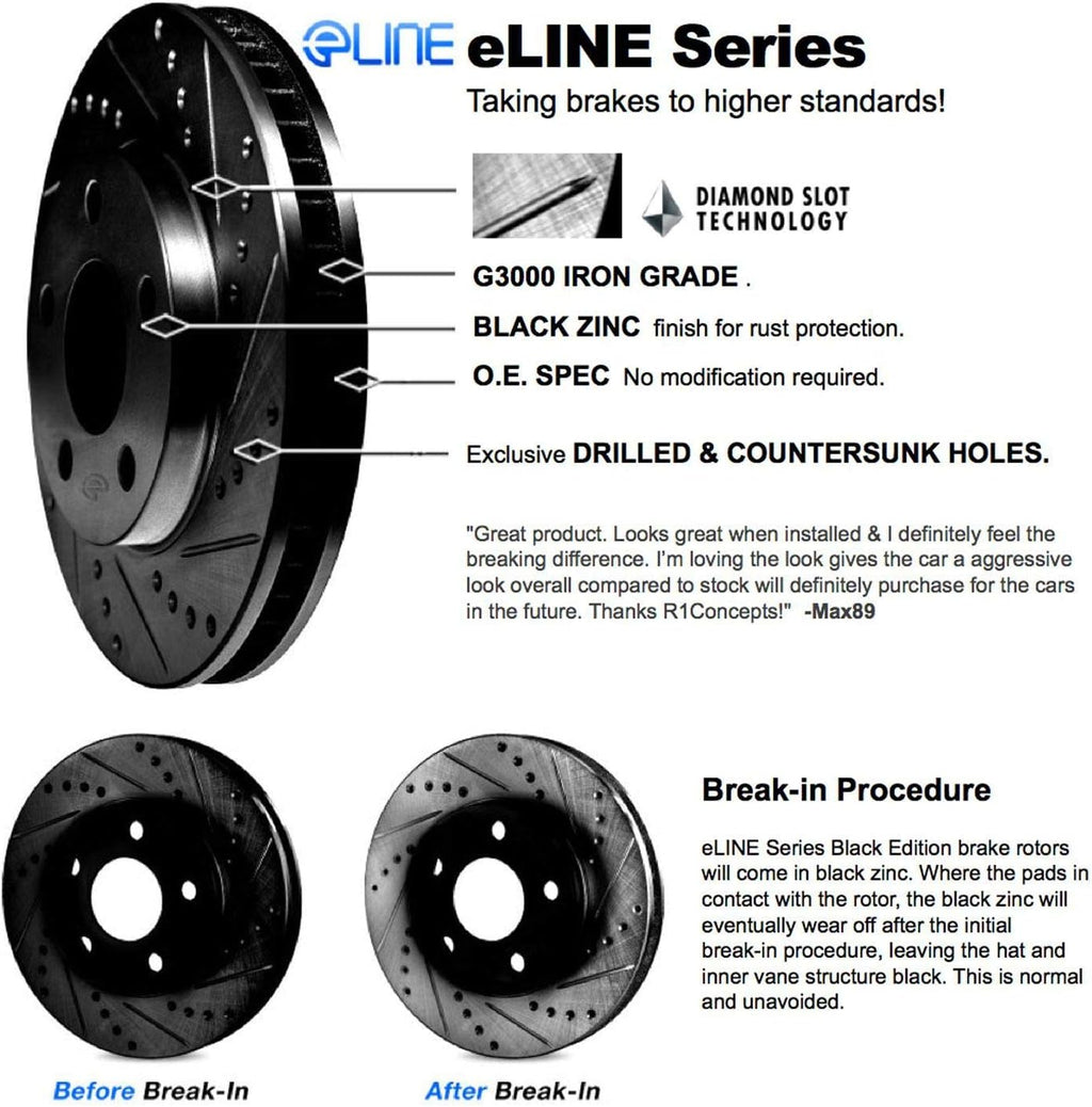 Black Drilled and Slotted Brake Rotors R431867