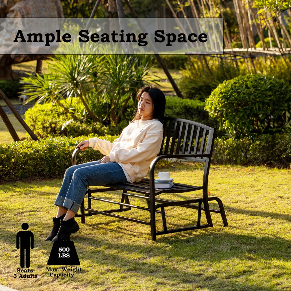 Black Steel Outdoor Swing Bench C885